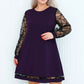 Vestido patchwork con cuello redondo para mujer.