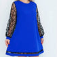 Vestido patchwork con cuello redondo para mujer.